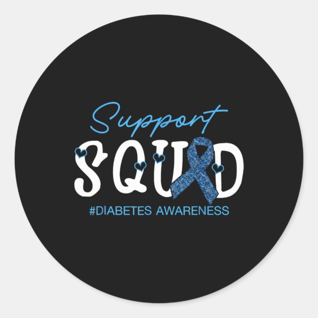 Support Squad Costume Blue Ribbon Diabetes Cancer  Classic Round Sticker (Front)