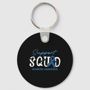 Support Squad Costume Blue Ribbon Diabetes Cancer Key Ring