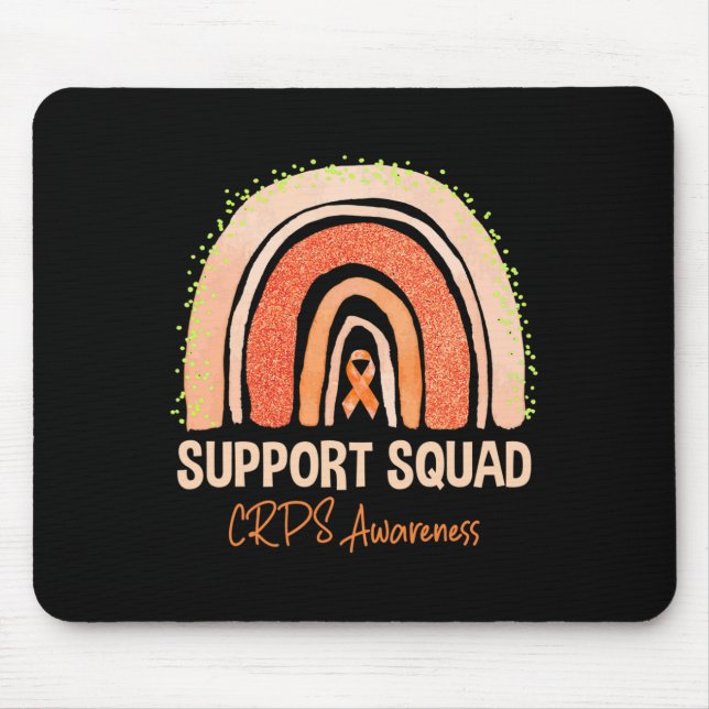Support Squad CRPS Awareness Rainbow Orange Ribbon Mouse Mat (Front)