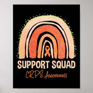 Support Squad Crps Awareness Rainbow Orange Ribbon Poster