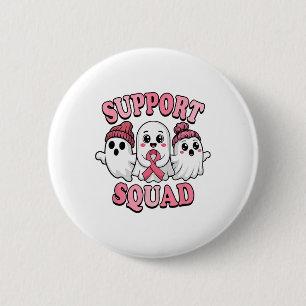 Support Squad Cute Ghosts Breast Cancer Awareness 6 Cm Round Badge