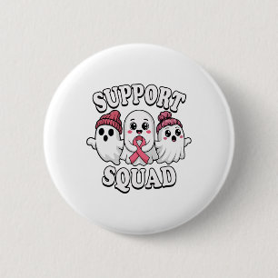 Support Squad Cute Ghosts Breast Cancer Awareness 6 Cm Round Badge