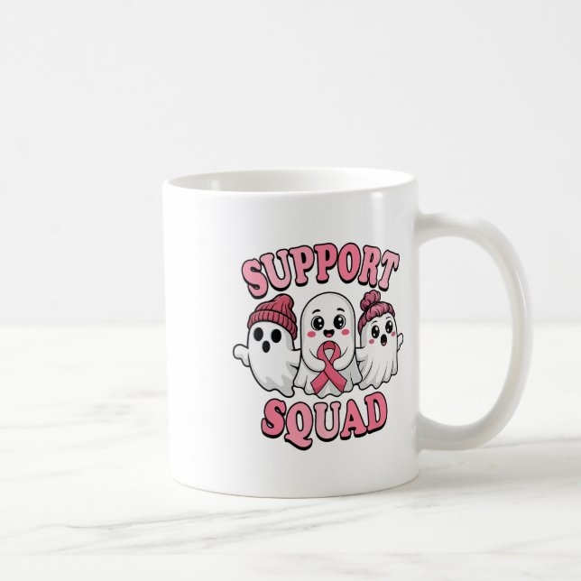 Support Squad Cute Ghosts Breast Cancer Awareness  Coffee Mug (Right)