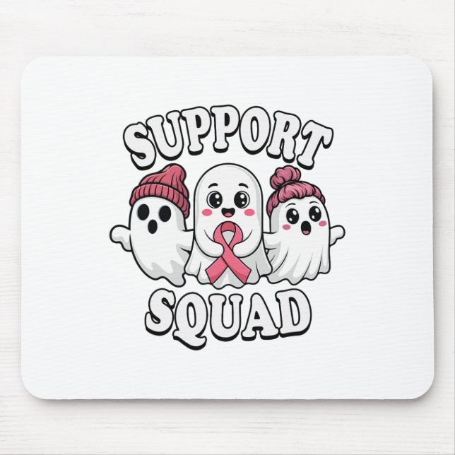 Support Squad Cute Ghosts Breast Cancer Awareness  Mouse Mat (Front)