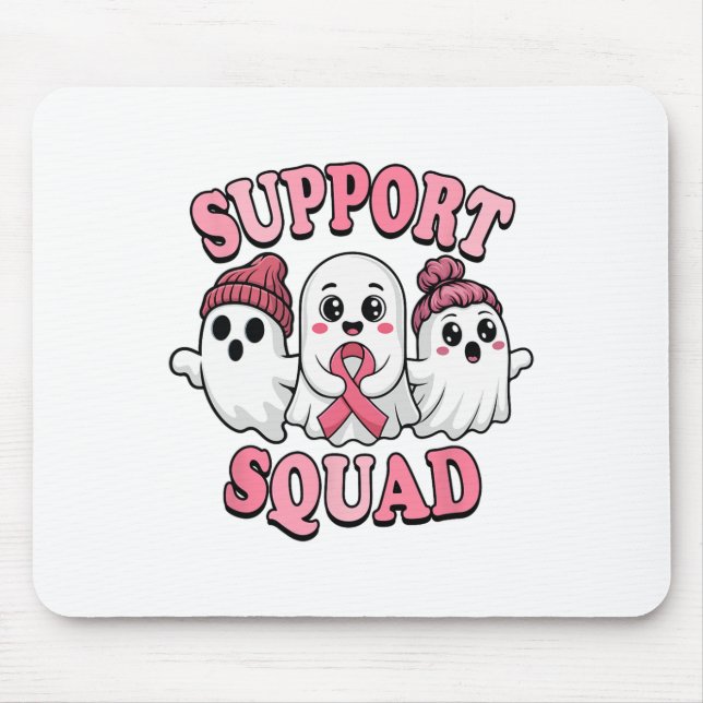 Support Squad Cute Ghosts Breast Cancer Awareness  Mouse Mat (Front)