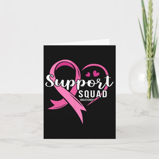 Support Squad Cute Heart Breast Cancer Awareness  Card (Front)