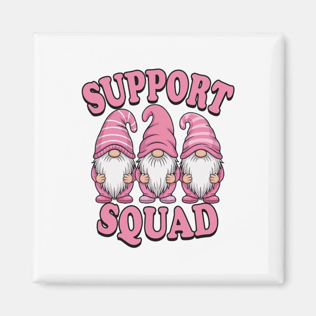 Support Squad Cute Pink Gnome Breast Cancer  Magnet (Front)