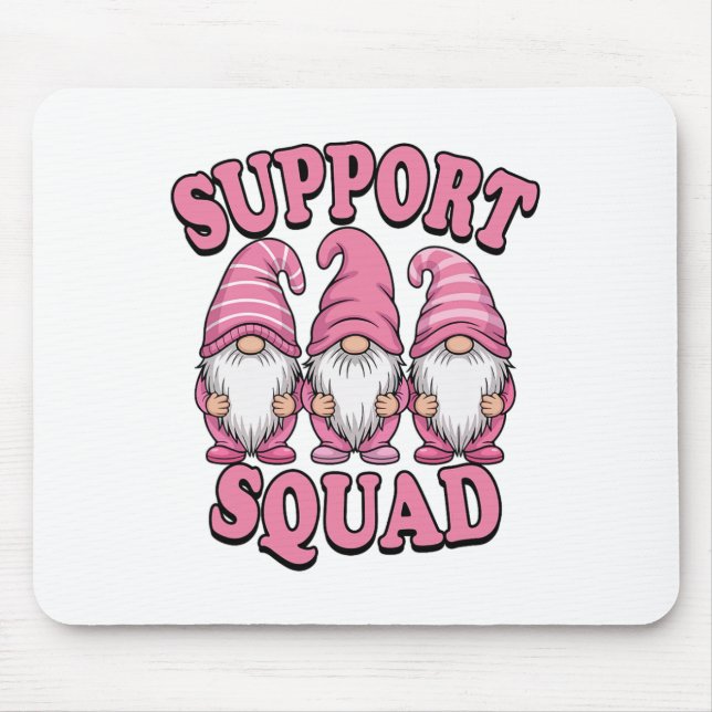 Support Squad Cute Pink Gnome Breast Cancer  Mouse Mat (Front)