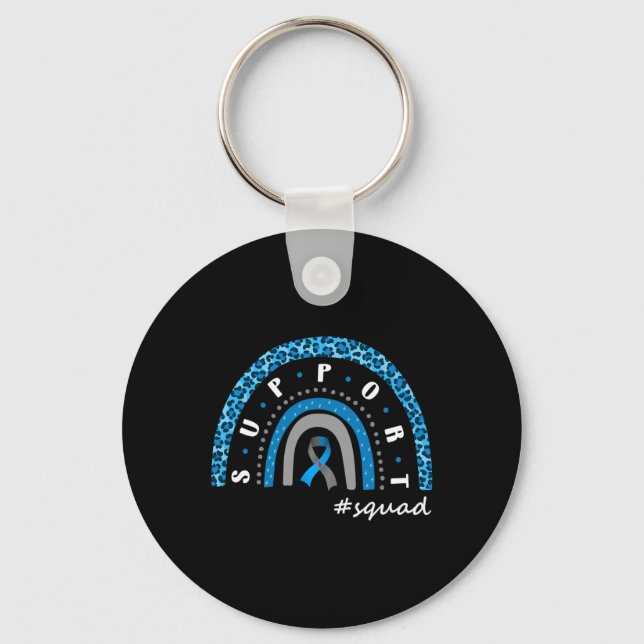 support squad diabetes rainbow t1d t2d warrior  key ring (Front)