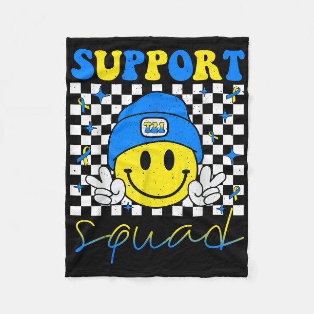 Support Squad Down Syndrome Awareness Day Groovy  Fleece Blanket (Front)