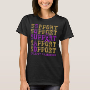Support Squad Epilepsy Awareness Purple Ribbon T-Shirt