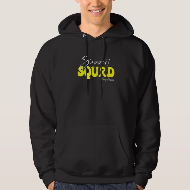 Support Squad Ewing Sarcoma Awareness Yellow Ribbo Hoodie (Front)