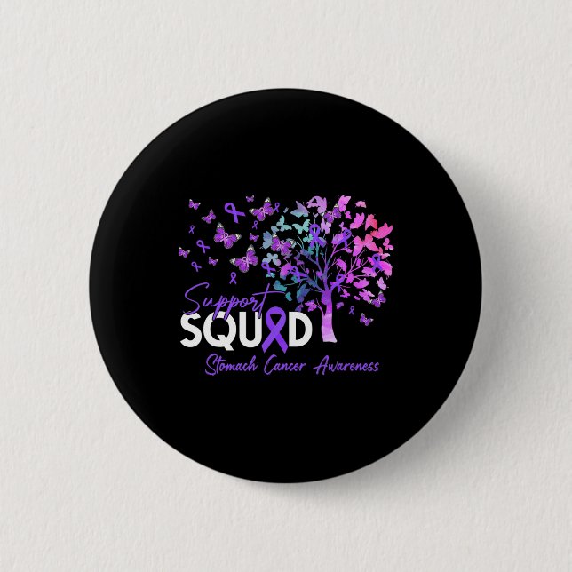 Support Squad Fall Tree Periwinkle Ribbon Stomach  6 Cm Round Badge (Front)