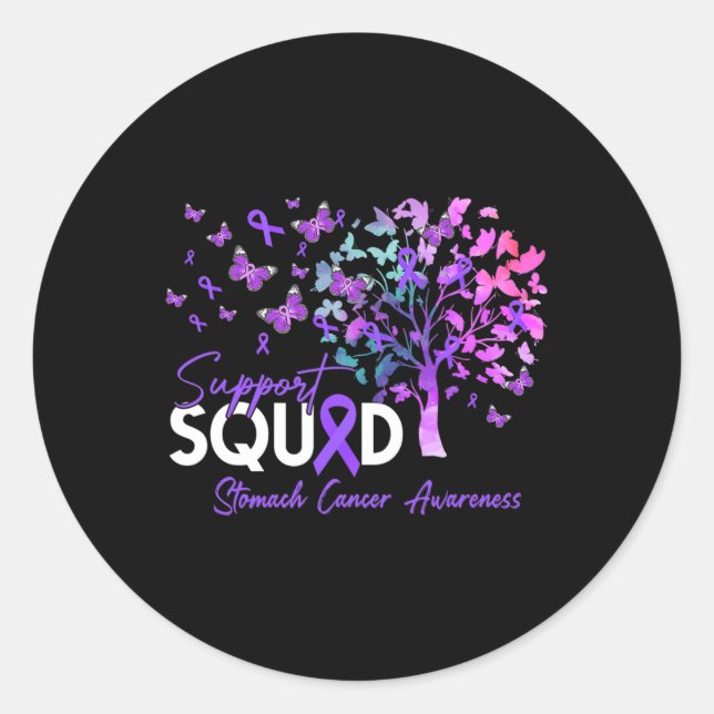 Support Squad Fall Tree Periwinkle Ribbon Stomach  Classic Round Sticker (Front)