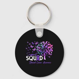 Support Squad Fall Tree Periwinkle Ribbon Stomach Key Ring