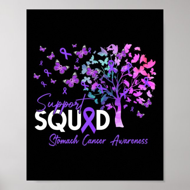 Support Squad Fall Tree Periwinkle Ribbon Stomach  Poster (Front)