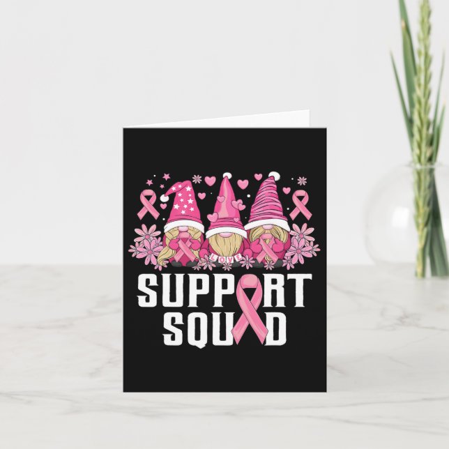 Support Squad Family Gnomes Breast Cancer Awarenes Card (Front)