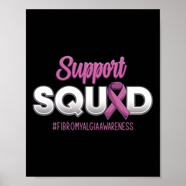 Support Squad Fibromyalgia Awareness Warrior For M Poster (Front)