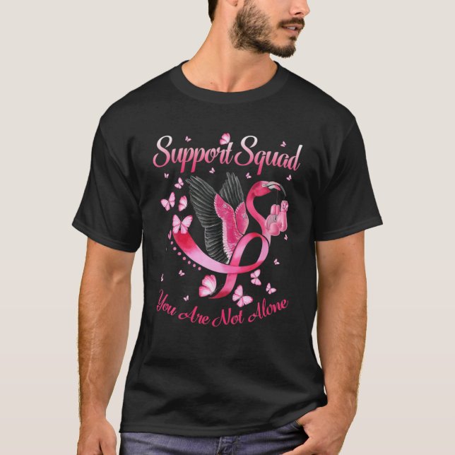Support Squad Flamingo Pink Warrior Breast Cancer T-Shirt (Front)
