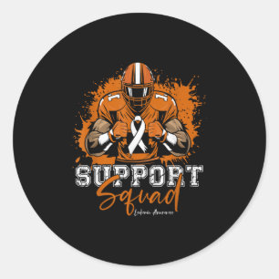 Support Squad Football Orange Ribbon Leukaemia Awa Classic Round Sticker