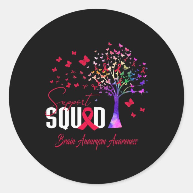 Support Squad For Brain Aneurysm Awareness  Classic Round Sticker (Front)