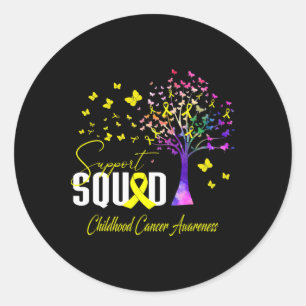 Support Squad For Childhood Cancer Awareness Classic Round Sticker
