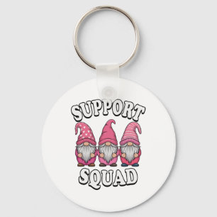 Support Squad Gnome Trio Pink Breast Cancer Key Ring