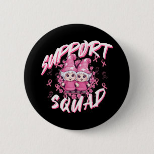 Support Squad Gnome Warrior Breast Cancer Awarenes 6 Cm Round Badge