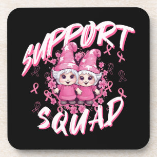 Support Squad Gnome Warrior Breast Cancer Awarenes Coaster