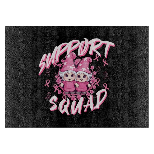 Support Squad Gnome Warrior Breast Cancer Awarenes Cutting Board (Front)