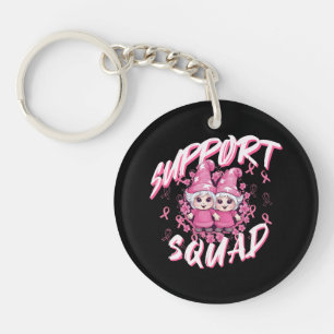 Support Squad Gnome Warrior Breast Cancer Awarenes Key Ring