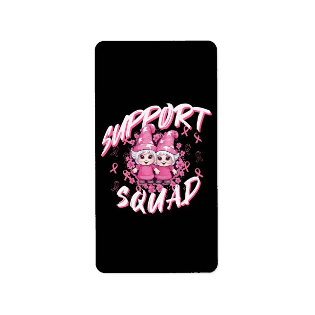 Support Squad Gnome Warrior Breast Cancer Awarenes Label (Front)