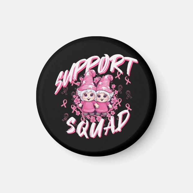 Support Squad Gnome Warrior Breast Cancer Awarenes Magnet (Front)