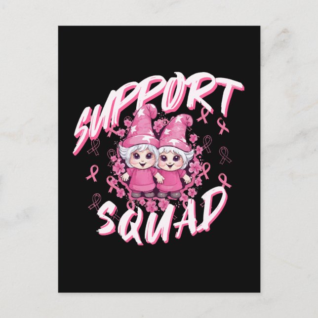 Support Squad Gnome Warrior Breast Cancer Awarenes Postcard (Front)