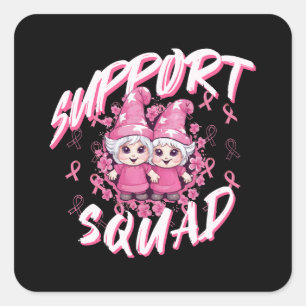 Support Squad Gnome Warrior Breast Cancer Awarenes Square Sticker