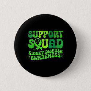 Support Squad Green PKD Kidney Disease Ribbon 6 Cm Round Badge