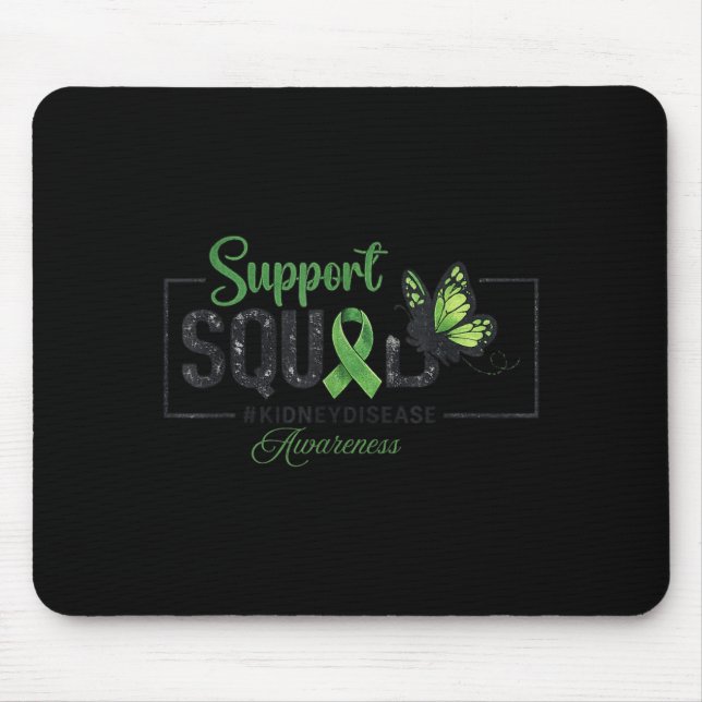 Support Squad Green Ribbon Butterfly Kidney Mouse Mat (Front)