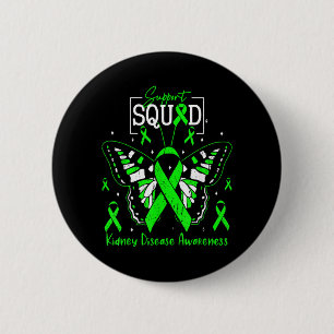 Support Squad Green Ribbon Butterfly PKD Kidney 6 Cm Round Badge