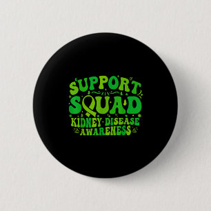 Support squad green ribbon butterfly pkd kidney 6 cm round badge