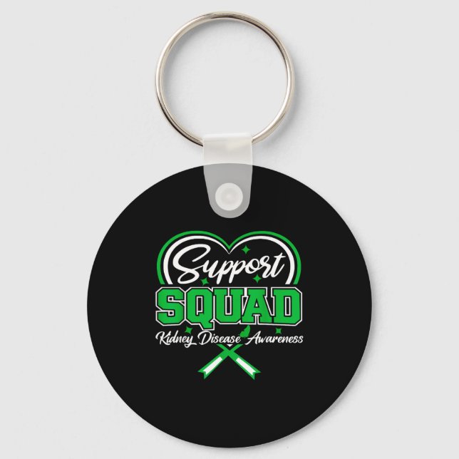 Support squad green ribbon butterfly pkd kidney key ring (Front)