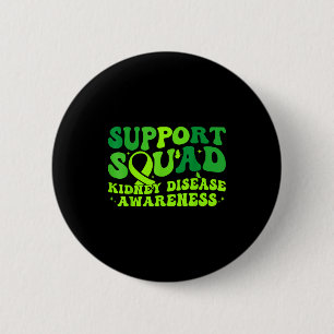 Support squad green ribbon butterfly pkd kidneySup 6 Cm Round Badge