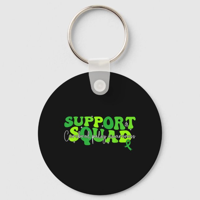 Support Squad Green Ribbon Cerebral Palsy Key Ring (Front)