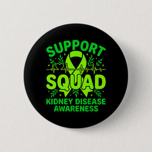 Support Squad Green Ribbon Kidney Disease 6 Cm Round Badge