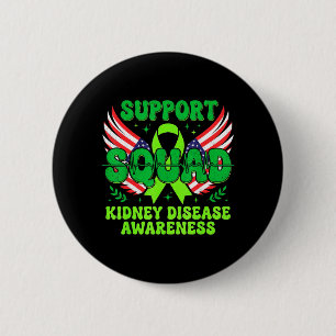 Support Squad Green Ribbon Kidney Disease 6 Cm Round Badge