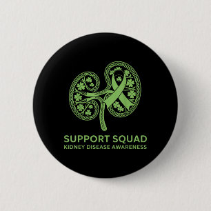 Support Squad Green Ribbon Kidney Disease 6 Cm Round Badge