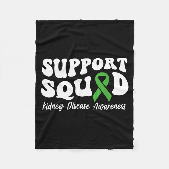 Support Squad Green Ribbon Kidney Disease Fleece Blanket (Front)