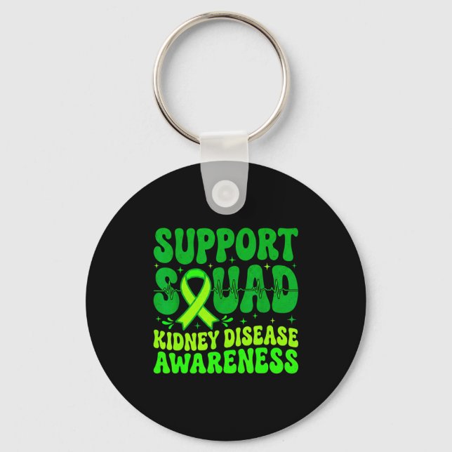 Support squad green ribbon kidney disease key ring (Front)