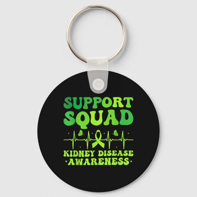 Support Squad Green Ribbon _ Kidney Disease Key Ring (Front)