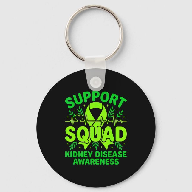 Support squad green ribbon kidney disease key ring (Front)