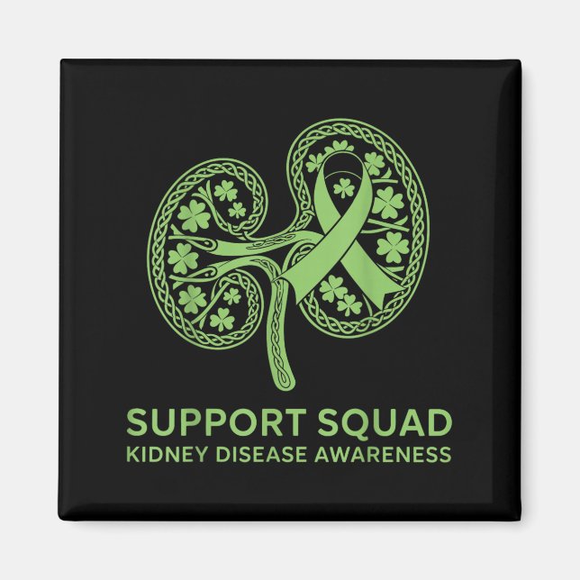 Support Squad Green Ribbon Kidney Disease Magnet (Front)